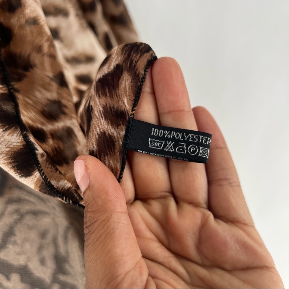 Sheer Chiffon Leopard Print Sleeveless Draped Open Front Topper Layering Piece - Picture 6 of 13